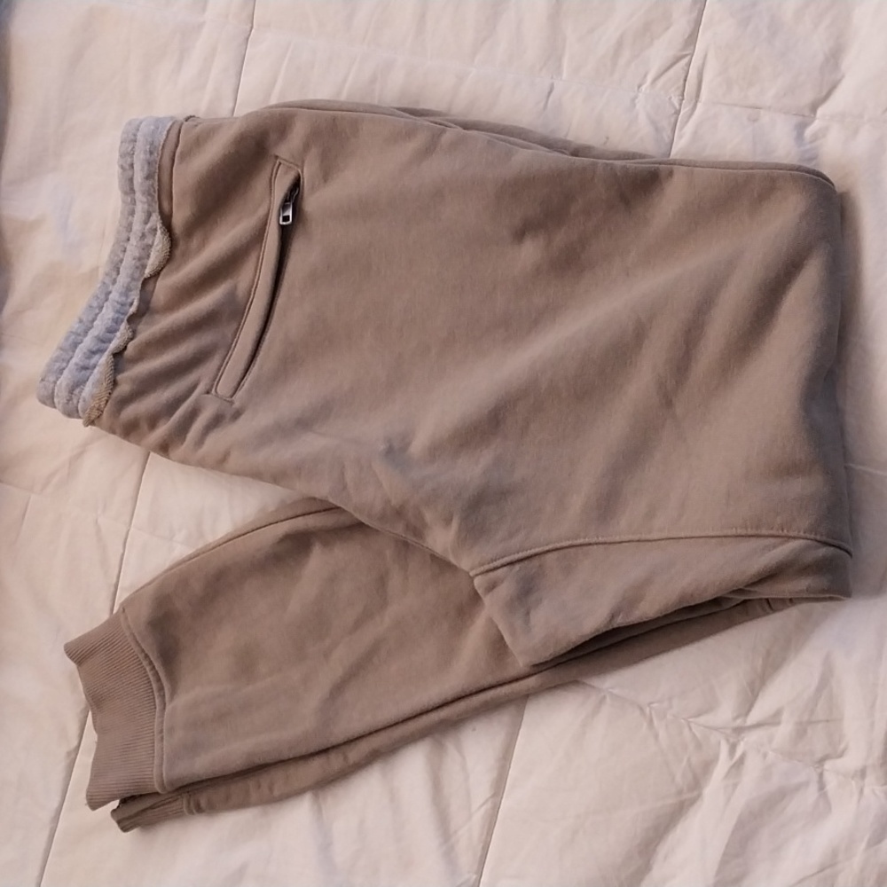 Pink Dolphin Jogger Sweatpants  Men's Athleisure Size Large Tan